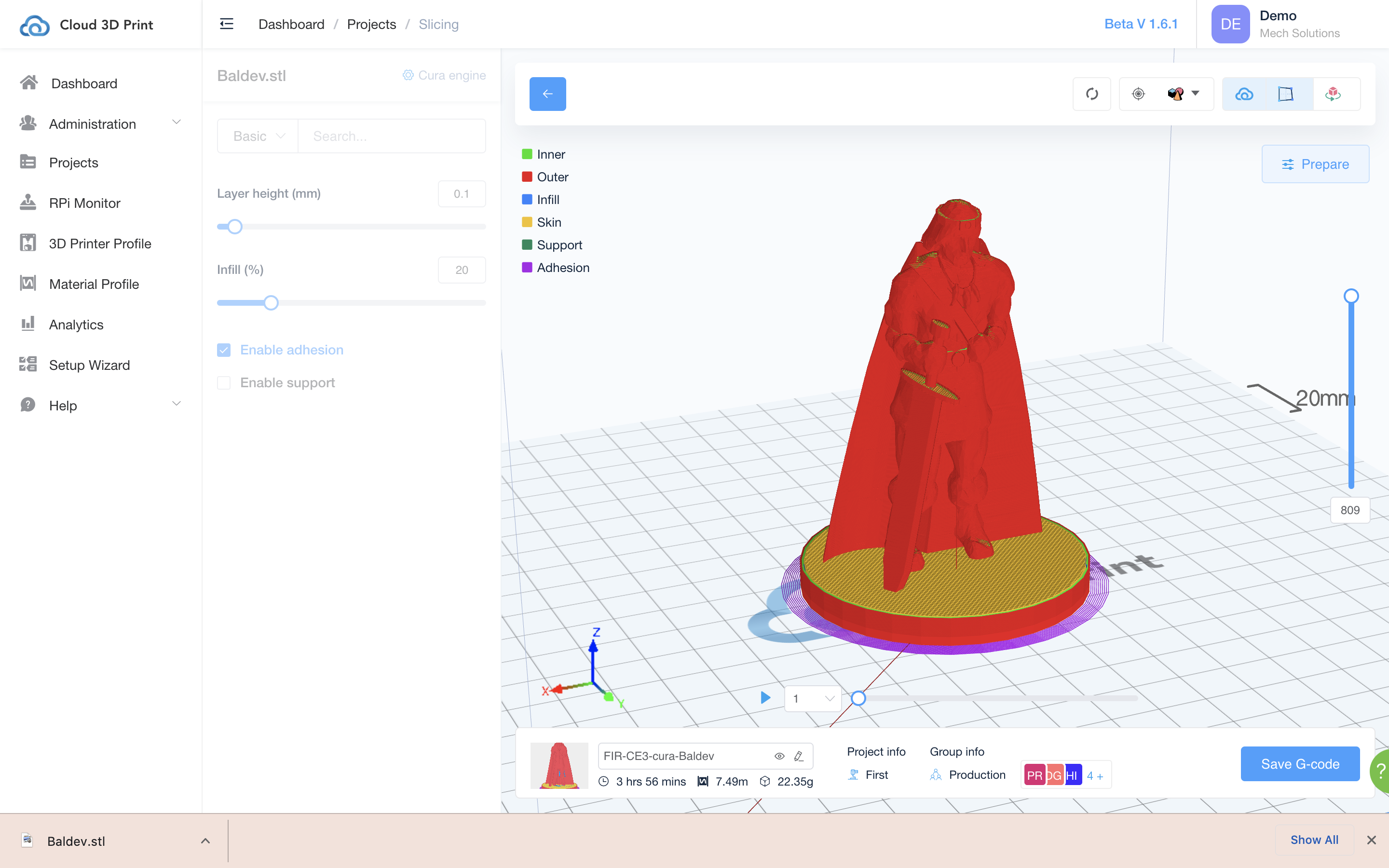 Cloud 3D Print Sliced Model